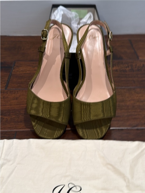 J. Crew Shoes - J.Crew NIB Silk Faille Gold Orb Heel Slingback Olive Sz 7